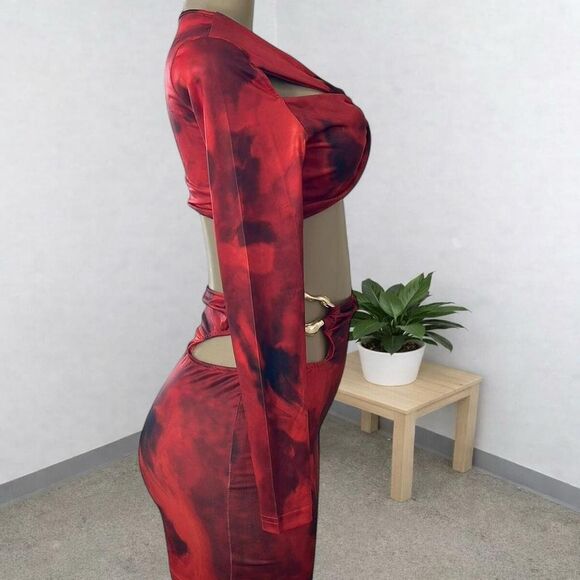 Red Cut-Out Two-Piece Set 🔥❤️ Size S - Picture 2 of 4